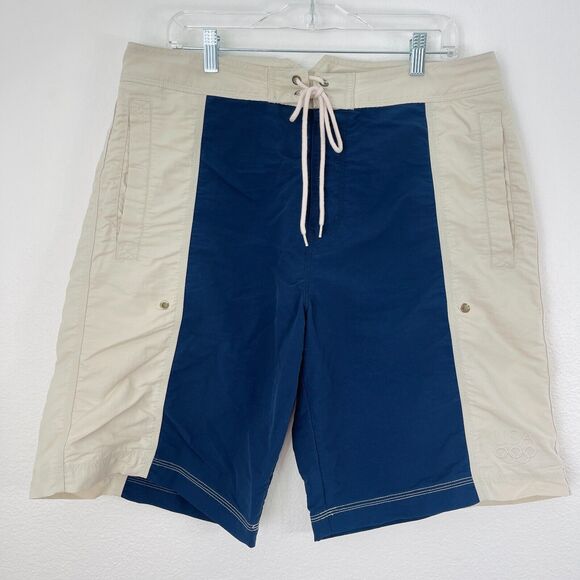 Adidas Board‎ Shorts Mens L Beige Navy Athletic 2004 Olympic Team USA Y2K Swim - Picture 1 of 8